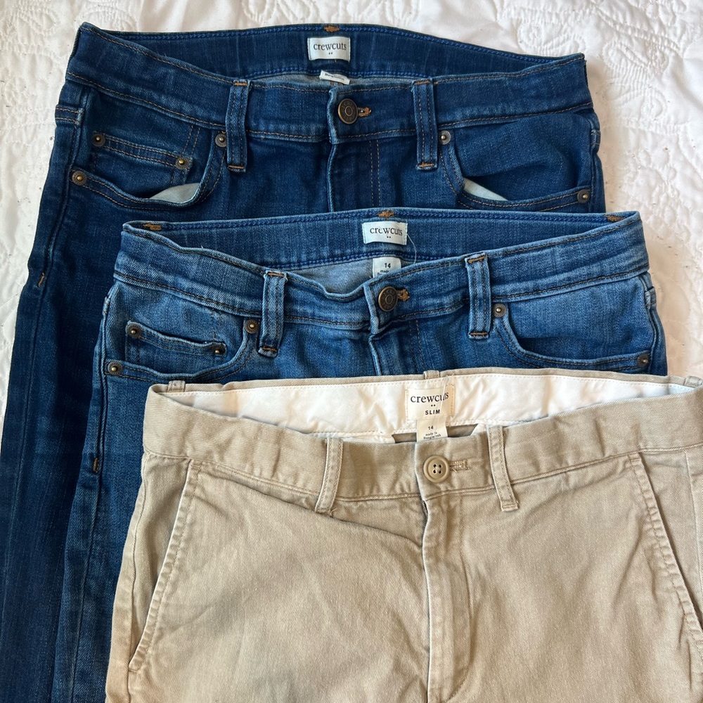 3 Crewcuts boys slim Jeans and Chinos Size 14